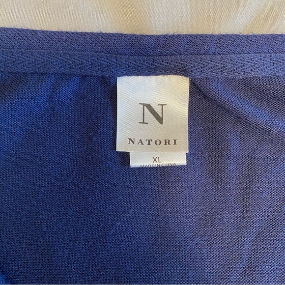 Natori Women’s XL Navy Blue Short Sleeve V-Neck Sweater Soft Lightweight Boxy - Picture 4 of 6